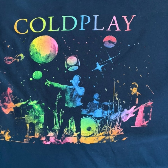Coldplay Music of the Spheres Tour 2022 Navy Band Tee Unisex Small / Men’s XS - Picture 4 of 7